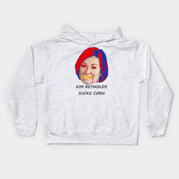 Kim Reynolds Sucks Corn Kids Hoodie by wide_bruh